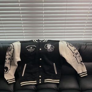 Crooks & Castles "Ruling Elite" Medusa Logo Varsity Jacket Black Men Size Large